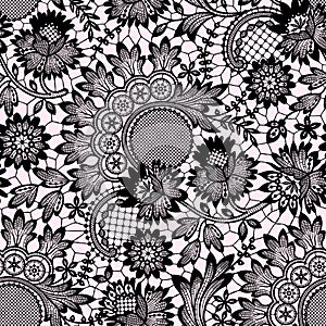 Vector Black Lace. Seamless Pattern.