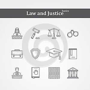 Vector black Law and justice icons