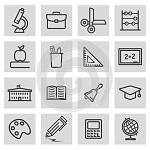 Vector black line education icons set