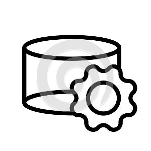 Vector black line icon database settings isolated on white background