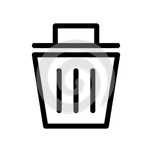 Vector black line icon garbage bin isolated on white background