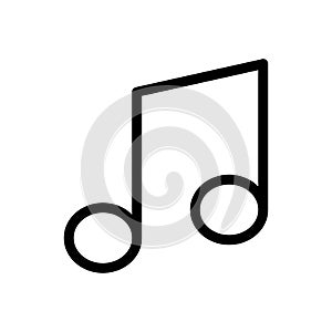 Vector black line icon musical note isolated on white background