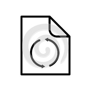 Vector black line icon update file isolated on white background