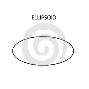 Vector black linear ellipsoid for game, icon, package design, logo, mobile, ui, web, education. Ellipsoid on a white