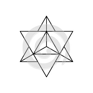 Vector black linear Stellated Octahedron for game, icon, package design, logo, mobile, ui, web, education. Outline photo