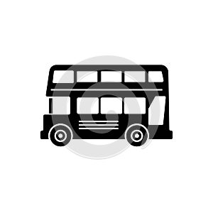 Vector black London bus icon on white background