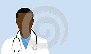 Vector of a black male doctor with stethoscope and white coat