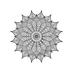 Vector black mandala on white background. It is ideal for coloring, and designing