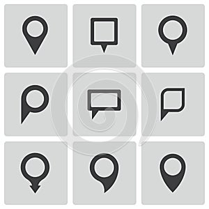 Vector black map pointer icons set