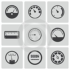 Vector black meter icons set