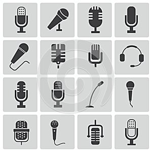 Vector black microphone icons