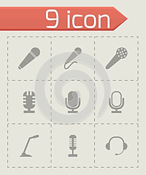 Vector black microphone icons set