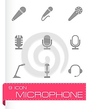 Vector black microphone icons set