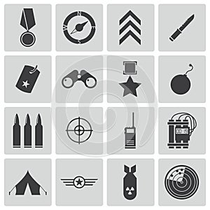 Vector black military icons