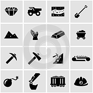 Vector black mining icon set