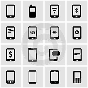 Vector black mobile icon set