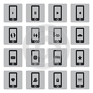 Vector black MOBILE ICON set