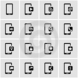 Vector black mobile icon set