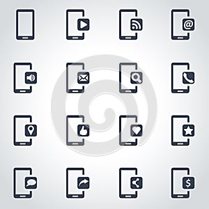 Vector black mobile icon set