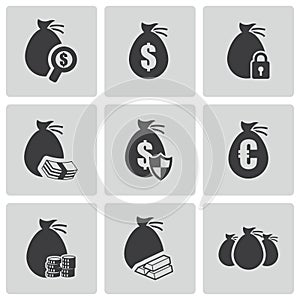 Vector black money icons set