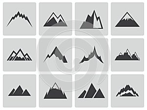 Vector black mountains icons set