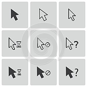 Vector black mouse cursor icons set