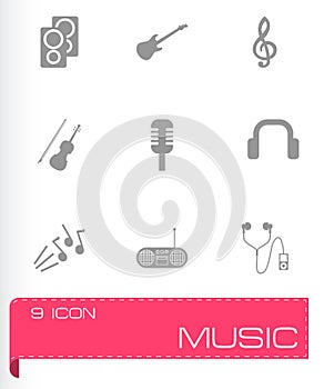 Vector black music icons set