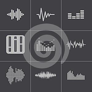 Vector black music soundwave icons set