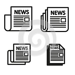 Vector black newspaper icons set