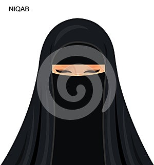 Vector - black niqab style, beautiful arabic muslim woman - Illustration isolated