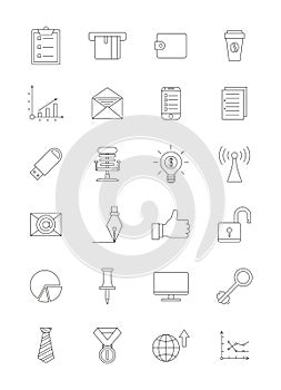 Vector black office icons set