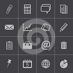 Vector black office icons set