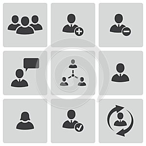 Vector black office people icons set