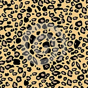 Vector black and orange leopard spots seamless pattern texture backgound. Classic animal print perfect for wallpaper