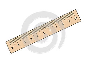 Vector black outline flat colored ruler icon