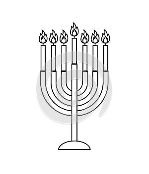 Vector black outline Hanukah candles