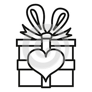 Vector Single Valentine Days Giftbox Icon with Heart Sign