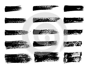 Vector black paint, ink brush stroke, brush, line or texture. Dirty grunge artistic design element, box, frame or