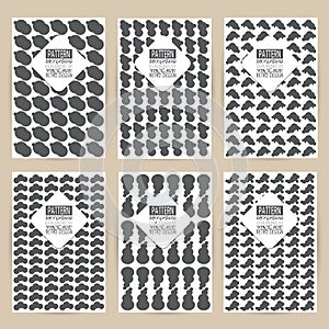 Vector black pattern set of Vintage background banner retro brochures templates cards six frames design Scribbled lines rectangles