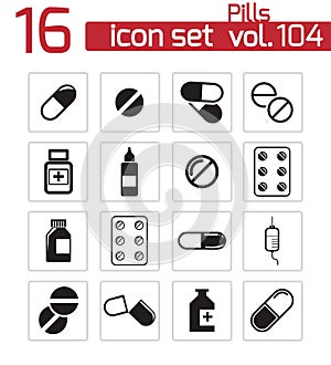 Vector black pills icon