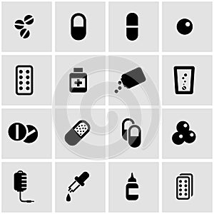 Vector black pills icon set