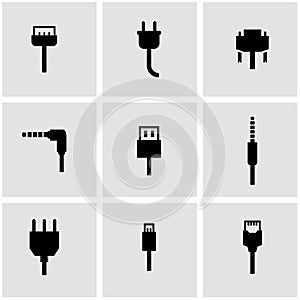 Vector black plug icon set