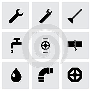 Vector black plumbing icons set