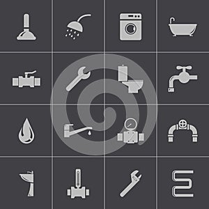 Vector black plumbing icons set