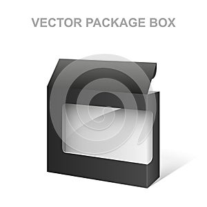 Vector Black Product Package Box, Transparent, White inside