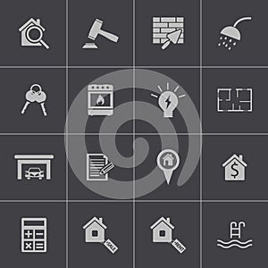 Vector black rea estatel icons set