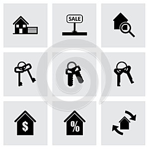 Vector black real estate icons set