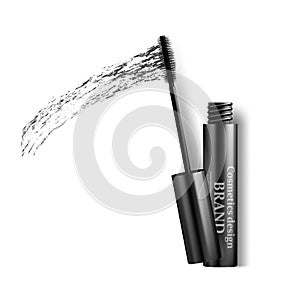 Vector Black Realistic Mascara and brush stroke