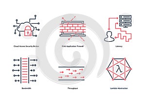 Vector Black and Red Linear Internet Data Characteristic Icons