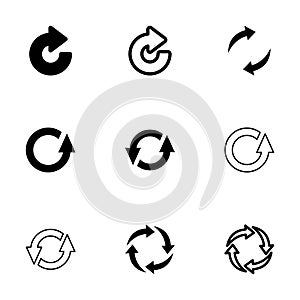 Vector black refresh icon set